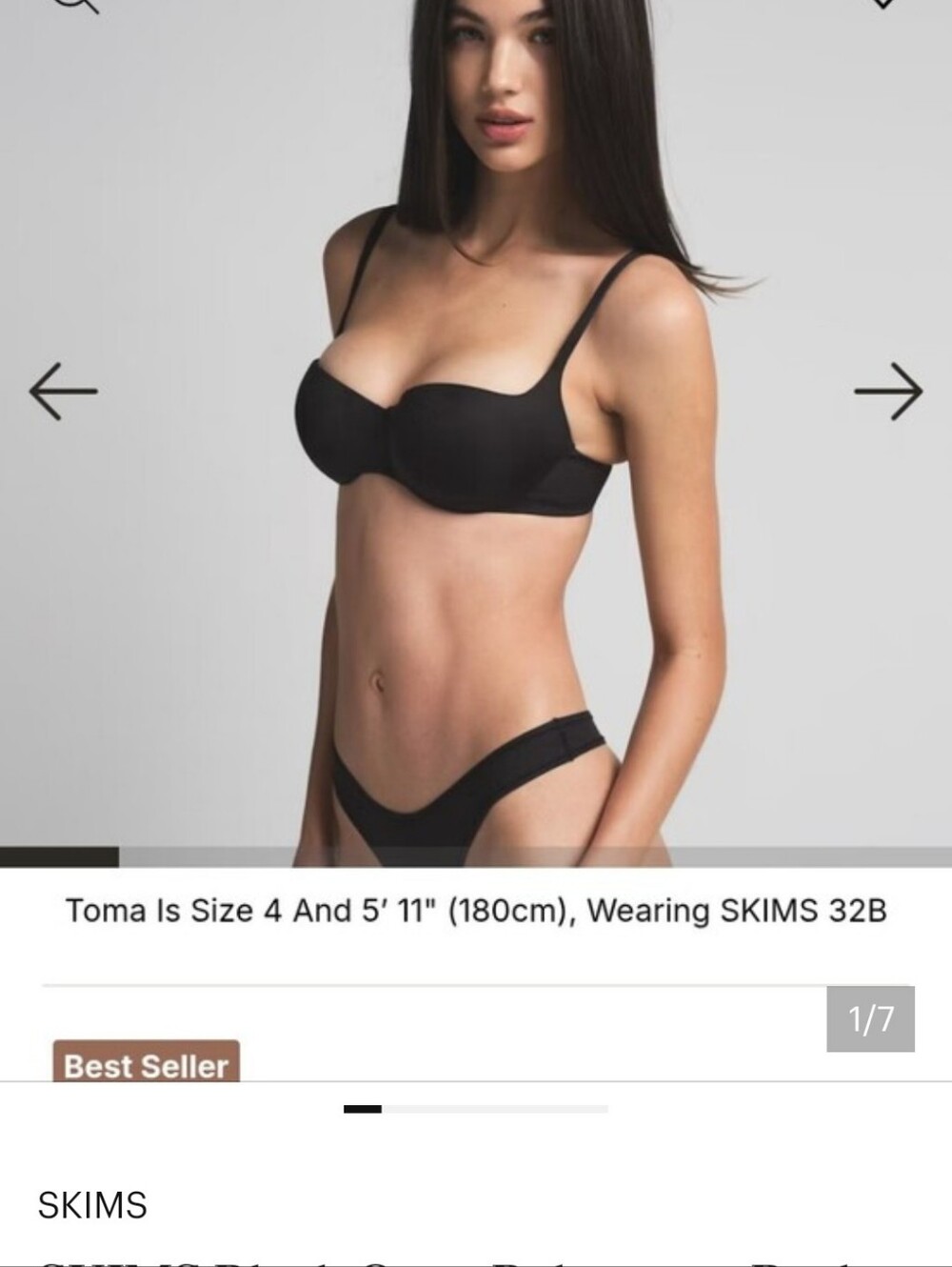SKIMS Black Onyx Balconette Push Up Bra-Never Worn